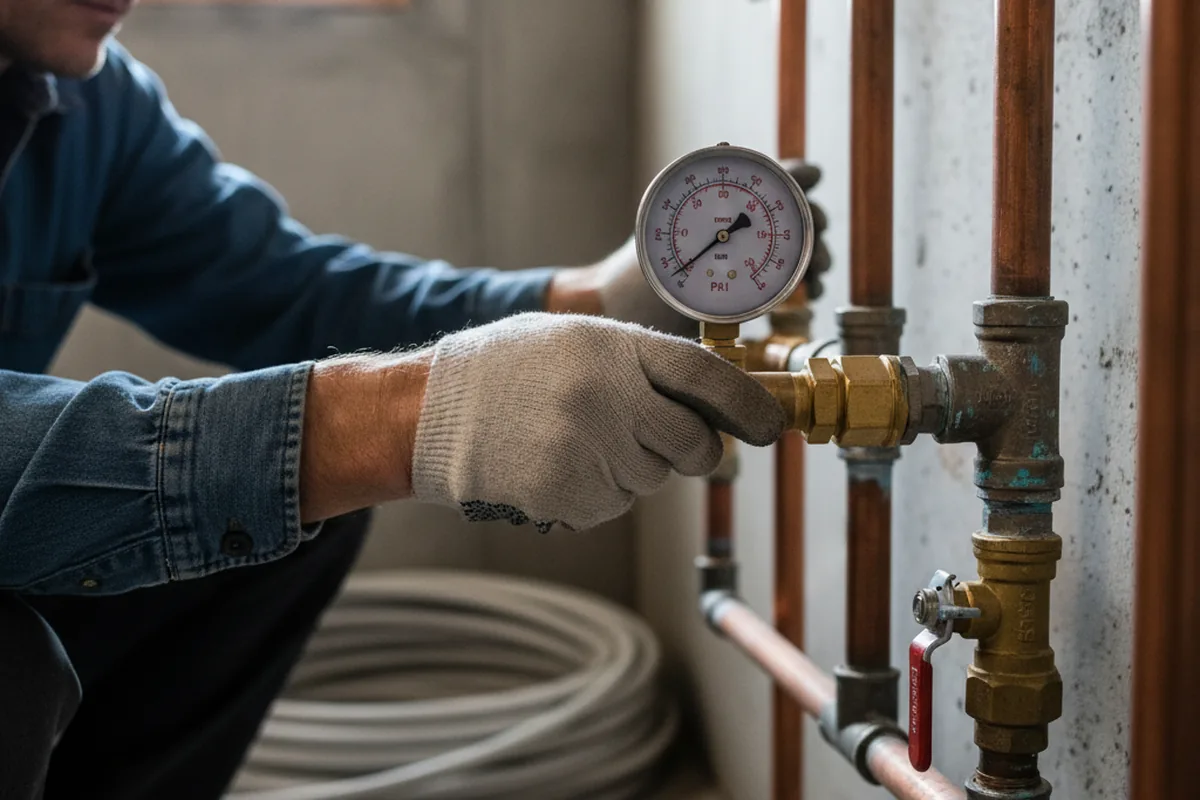 Pressure testing a repaired line during Water Line Repair in Shell Rock